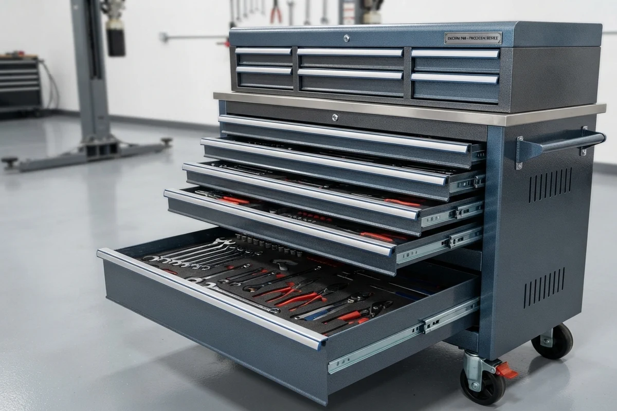 Custom Automotive Tool Storage in the Unified Steel fabrication workshop
