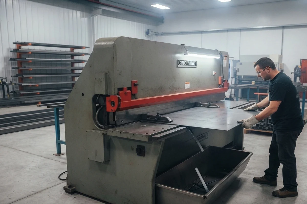 Metal Shearing in the Unified Steel fabrication workshop