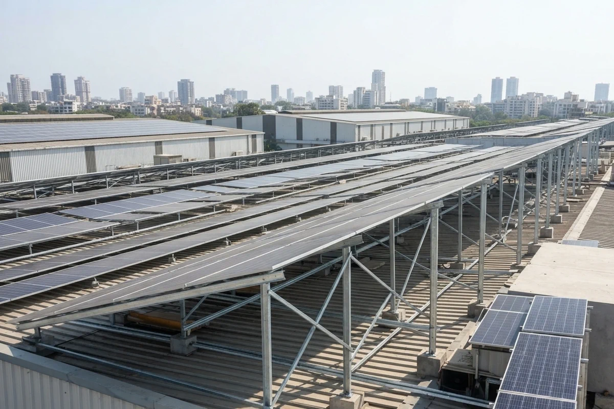 Solar Panel Mounting Structures in the Unified Steel fabrication workshop